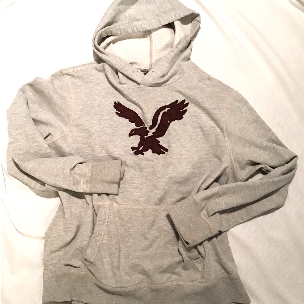 American Eagle pull over hoodie grey/maroon XL